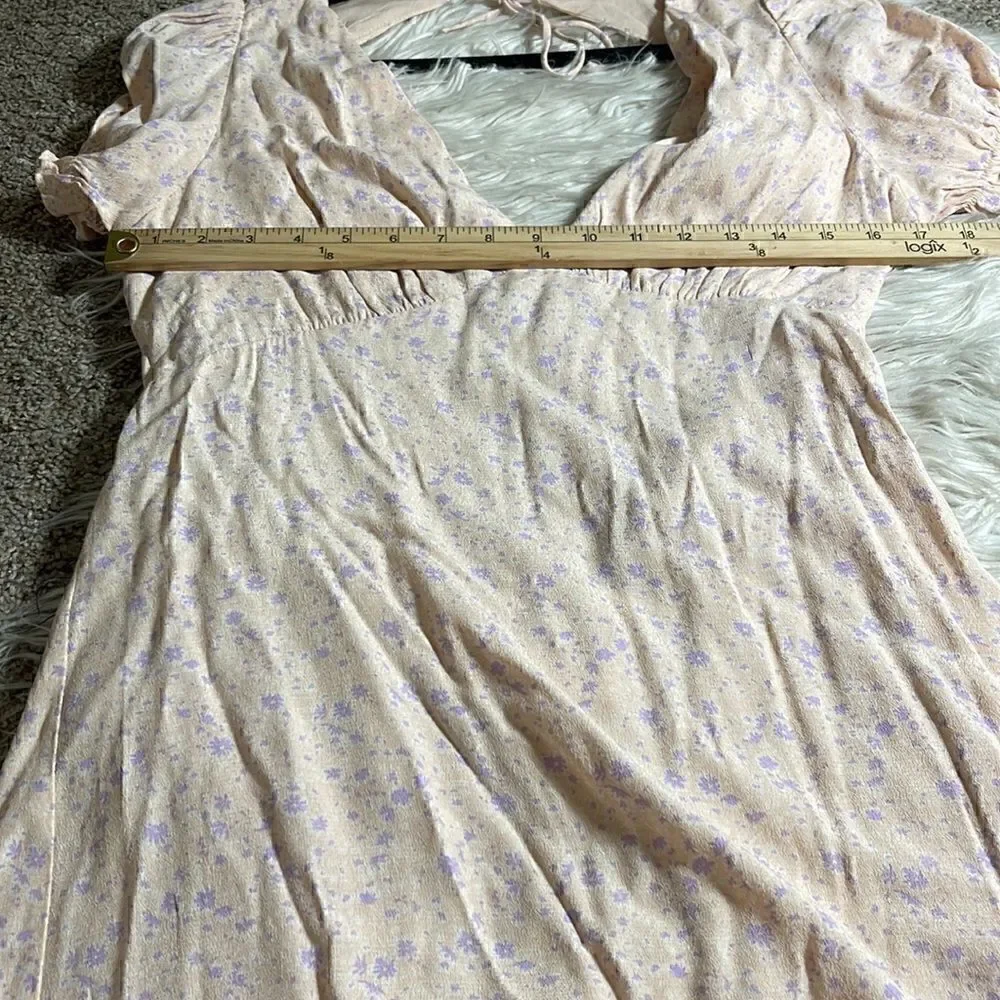Sophie Rue Dress Womens Sz Medium neck Floral Open Back mini apricot Cottagecore